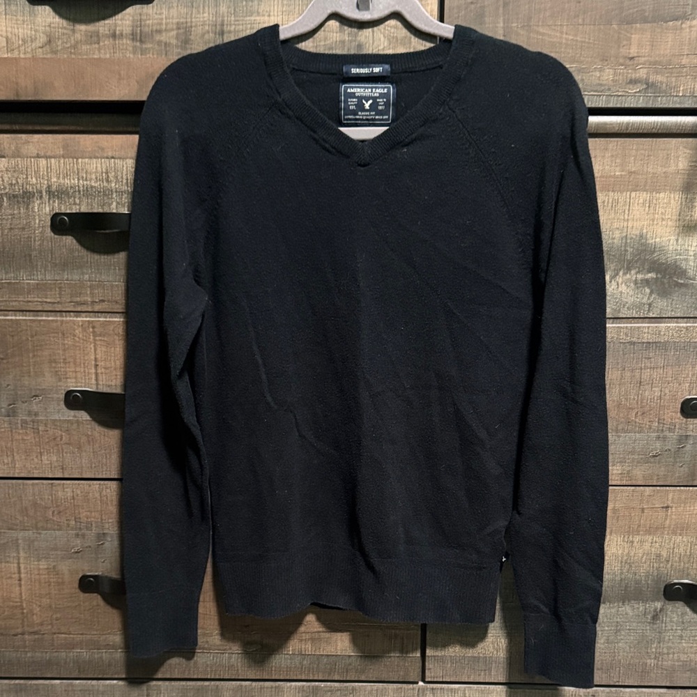 American Eagle Outfitters Black V-Neck Sweater